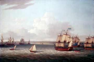 britische Flotte Eintritt in Havanna Seeschlachten Ölgemälde